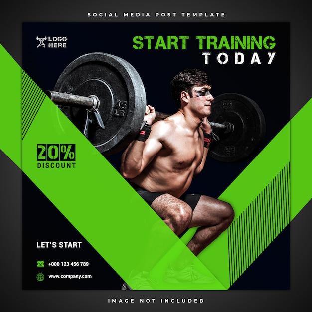 PSD fitness and gym social media post template