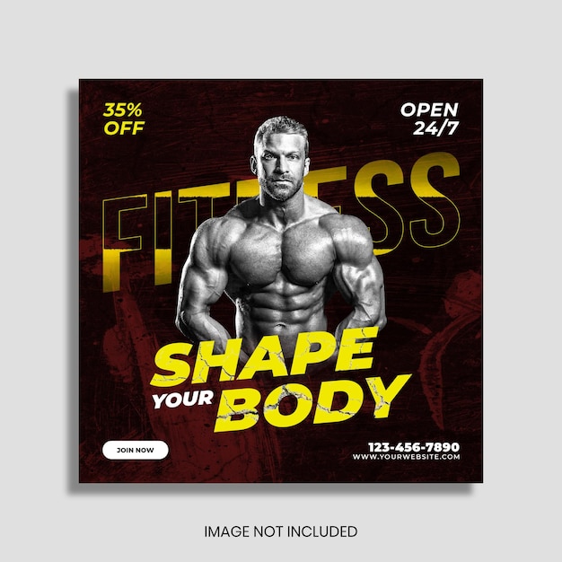 PSD fitness gym social media post template