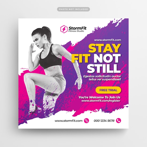 Fitness Gym Social Media Post & Webbanner