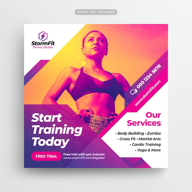 Fitness Gym Social Media Post & Webbanner