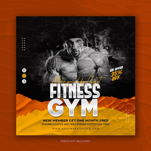 Modello di post banner quadrato social media palestra fitness psd premium