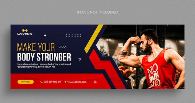 Fitness or gym social media web banner flyer and facebook cover photo design template