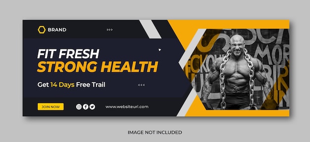 PSD fitness or gym social media web banner flyer and facebook cover photo design template