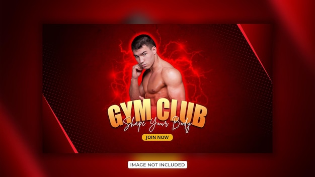 Fitness gym training creative youtube thumbnail design and web banner design