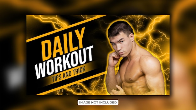 Fitness gym training creative youtube thumbnail design and web banner design