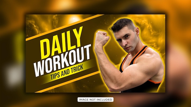 PSD fitness gym training creative youtube thumbnail design and web banner design