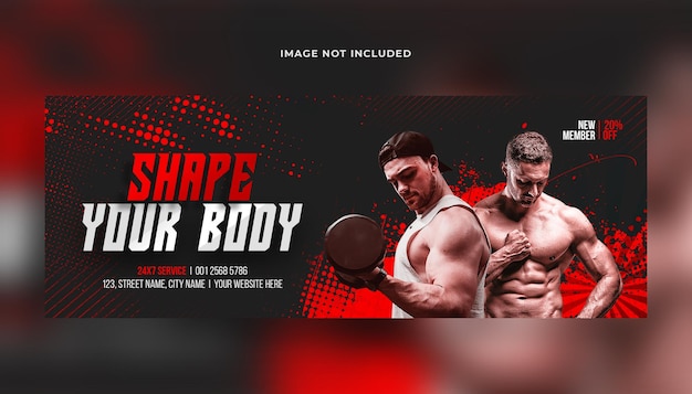 Fitness gym training facebook cover and web banner template premium psd premium psd