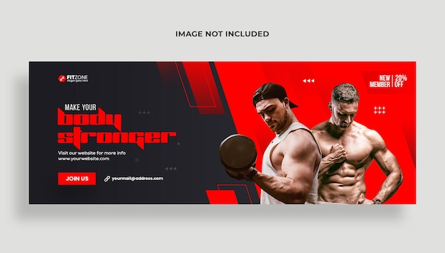 PSD fitness gym training facebook cover and web banner template premium psd