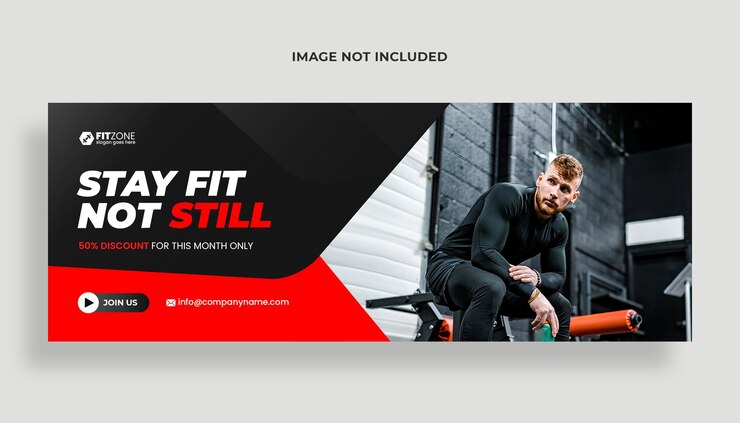 PSD fitness gym training facebook cover and web banner template premium psd