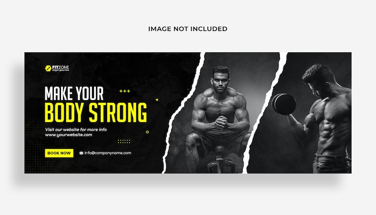 PSD fitness gym training facebook cover and web banner template  