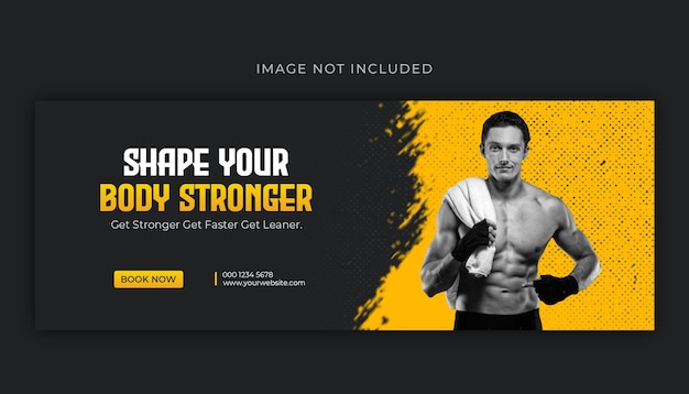 PSD fitness gym training facebook cover and web banner template