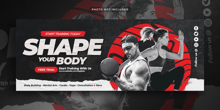 PSD fitness gym training facebook tijdlijn cover web banner