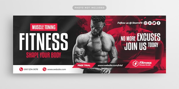 PSD fitness gym training facebook timeline cover and web banner template