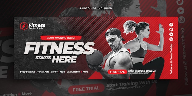 PSD fitness gym training facebook timeline cover web banner