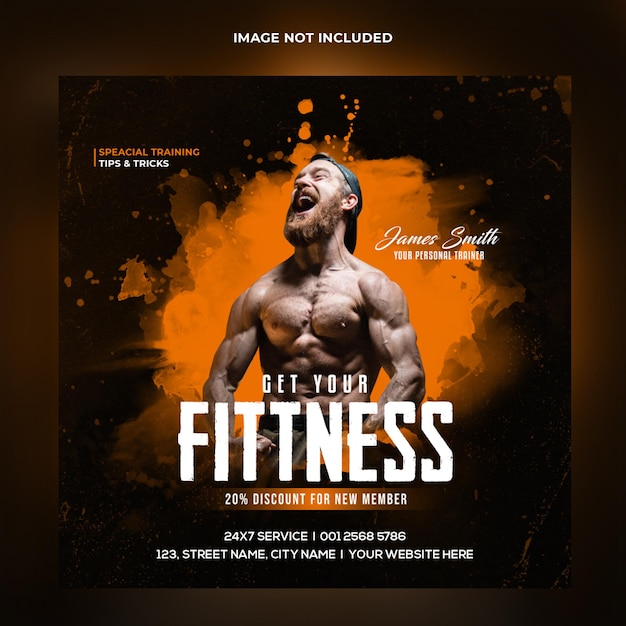 Fitness gym training instagram post and web banner premium psd template