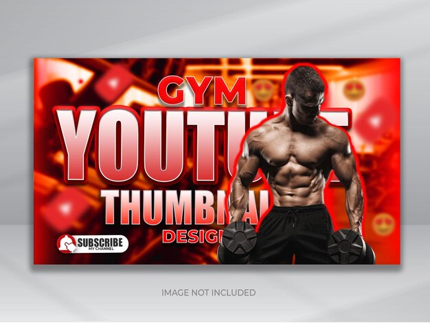 Fitness gym web banner and youtube thumbnail premium