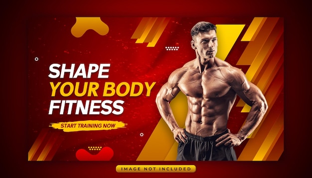 Fitness gym webbanner en Youtube thumbnail Premium Psd