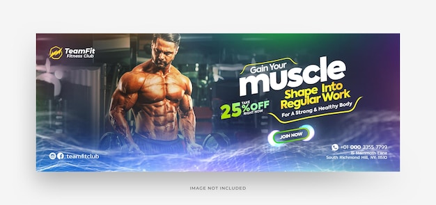 Fitness and gym workout facebook timeline cover or social media web banner template