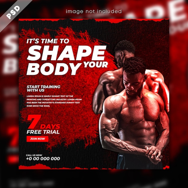 Fitness gym workout flyer social media banner post-sjabloon