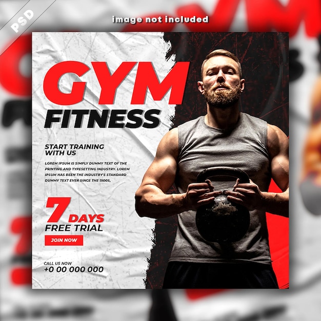 Fitness gym workout flyer social media banner post-sjabloon