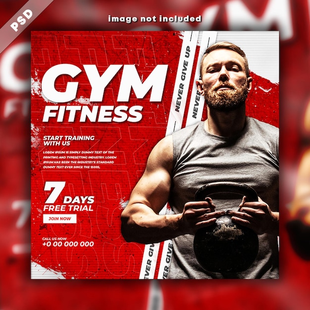 Fitness gym workout flyer social media banner post-sjabloon