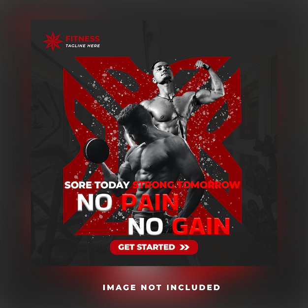 fitness gym workout for health promotion social media or square flyer web banner post template