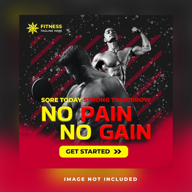 fitness gym workout for health promotion social media or square flyer web banner post template