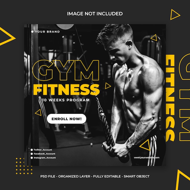 Fitness and gym workout social media instagram post or square