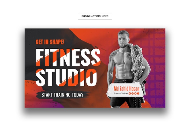 PSD fitness gym youtube thumbnail en webbannersjabloon