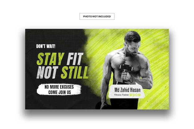 PSD fitness gym youtube thumbnail and web banner template