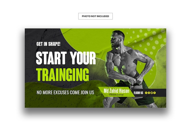 PSD fitness gym youtube thumbnail and web banner template