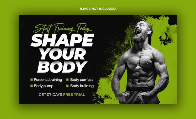 Fitness gym  youtube thumbnail and web banner template