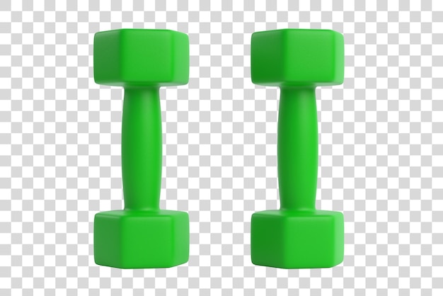 Fitness halters paar groene kleur kunststof gecoate halter gewichten geïsoleerd op een witte achtergrond 3d