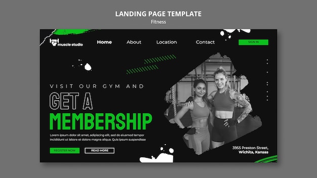 PSD fitness and health landing page template