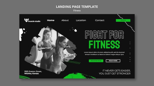 PSD fitness and health landing page template