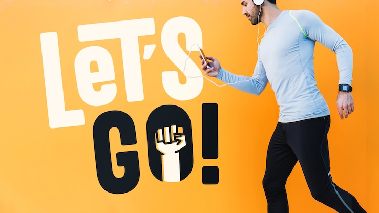 PSD fitness mockup with quote