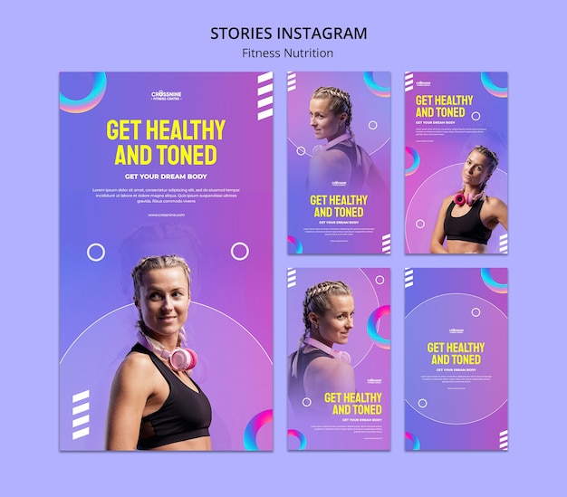 PSD Истории instagram о фитнес-питании