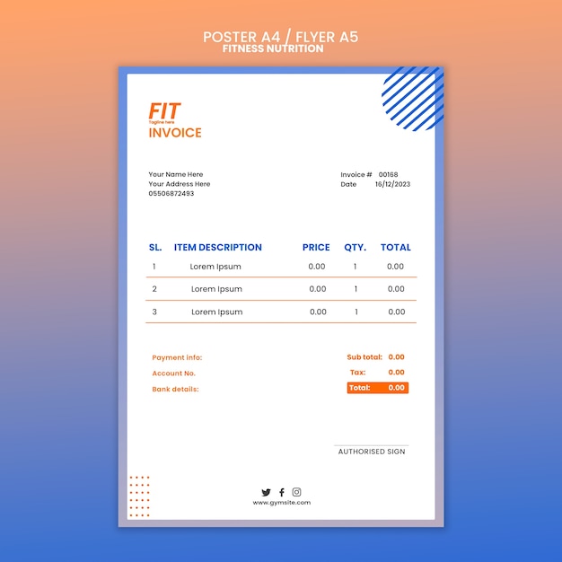 fitness nutrition poster template
