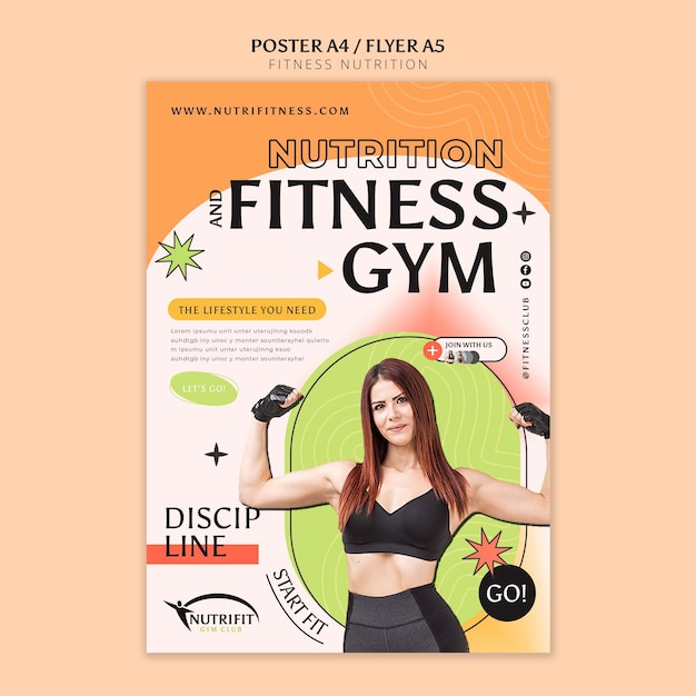 PSD modello di poster di nutrizione fitness