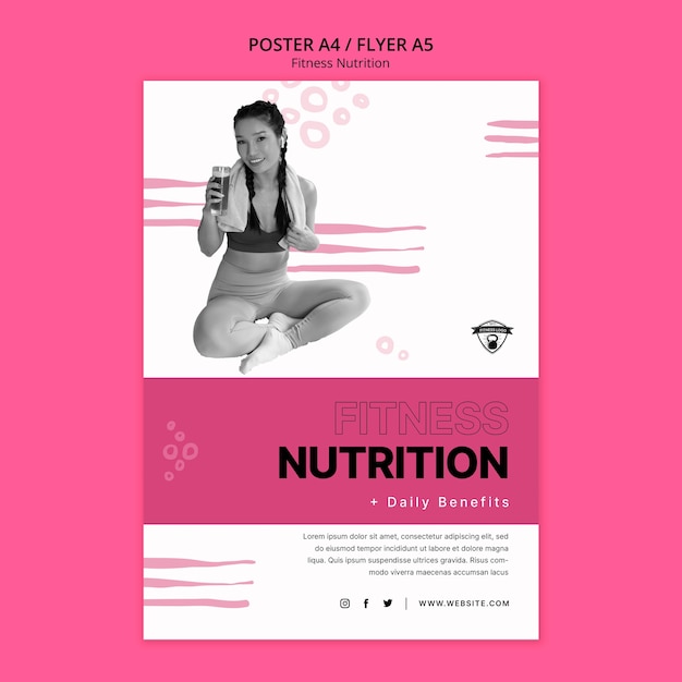 PSD modello di poster di nutrizione fitness