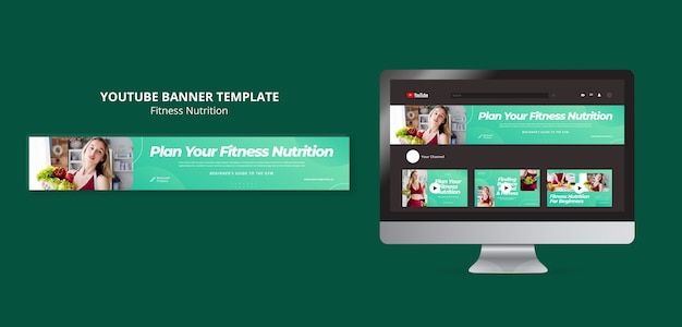 Fitness nutrition youtube banner template