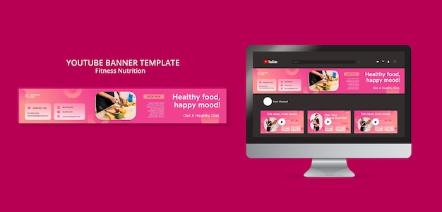 PSD fitness nutrition youtube banner template