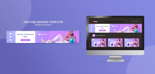 PSD fitness nutrition youtube banner template