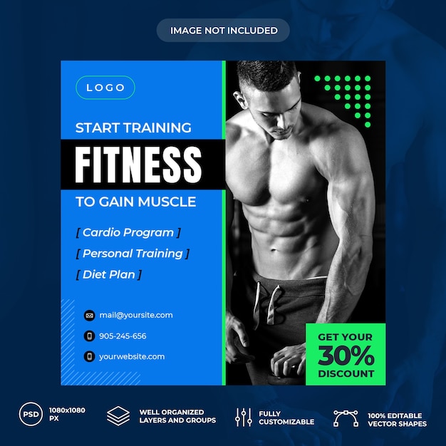 Fitness personal trainer social media banner template psd premium