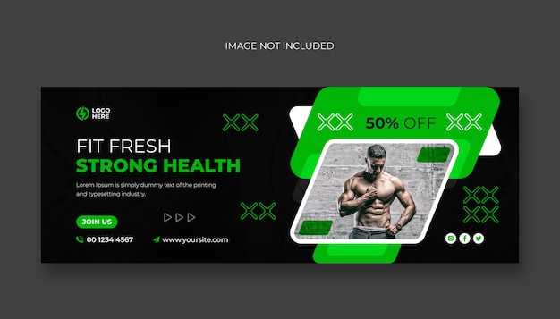 Fitness siłownia facebook okładka i szablon banera internetowego