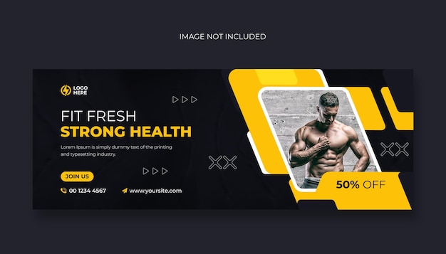 Fitness siłownia facebook okładka i szablon banera internetowego