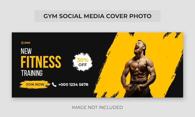 PSD fitness siłownia trening szablon zdjęcia na okładkę na facebook agencja siłowni media społecznościowe oś czasu baner internetowy