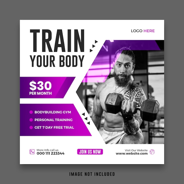 Fitness social media post banner sjabloon