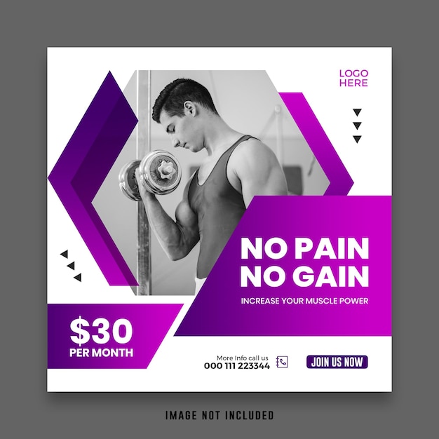 Fitness social media post banner sjabloon