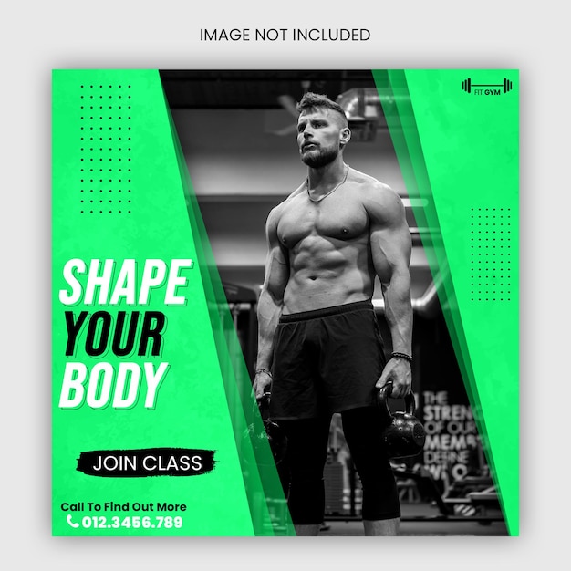 Fitness Social Media Post Template for Instagram and Web Banner